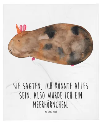 Produktbild von Mr. & Mrs. Panda Babydecke Einhorn Meerschweinchen - Weiß - Geschenk, Einhörner, Erstlingsdecke, Kinderdecke, Meerschwein, Schlummerdecke, Meericorn, Fleecedecke, Unicorn