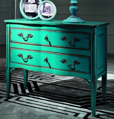 Produktbild von Casa Padrino Luxus Barock Kommode Antik Grün / Silber - Handgefertigte Massivholz Kommode mit 2 Schubladen - Barockstil Schlafzimmer Möbel - Barock Möbel - Luxus Qualität - Italy