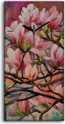 Produktbild von Küche Wohnzimmer Wand Leinwand Uhr 30x60 Ölgemälde Blumen Zweig Blumen Kunst - schwarze Hände