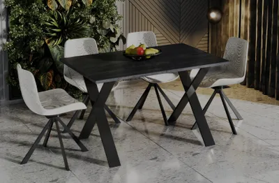 Produktbild von Endo-Moebel Esstisch Stol X 130cm - 210cm ausziehbar erweiterbar Design Küchentisch (Beton Dunkel)