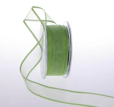 Produktbild von Organzaband mit Flechtkante - grün - 25mm - 25m - 90024-25-25-60