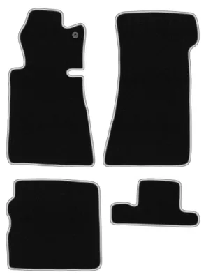 Produktbild von Fußmatten Velours Schwarz/Silber für Mercedes SL R107 1971-1989 Set 5-tlg