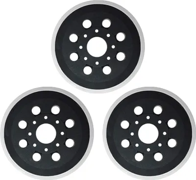 Produktbild von 3x Trade-Shop Klett Haftteller / Schleifteller / Stützteller / Polierteller 125mm Ø 8 Löcher für Bosch Skil Exzenterschleifer