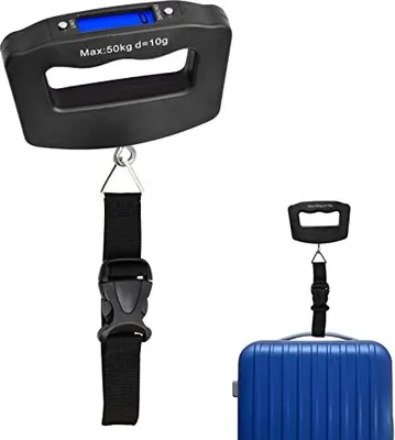 Produktbild von Digitaler Koffer skaliert 50 kg / 110 lb, tragbare Gepäckkoffer analog, hängendes LCD -Display, Tara -Funktion, kleine Reisehaken