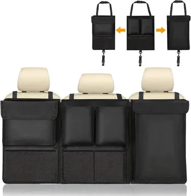 Produktbild von Auto-Cover mit Rits, Opvouwbares Reise-Netz für Koffer, Wasserdicht, Multi-Pocket Kinder-Reise-Organizer für Auto-Achterbank.