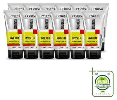 Produktbild von 12 x L'Oréal Paris Studio Line Invisi Fix 24h Clear & Clean Haargel 150 ml - Großpackung - 12 Stücke