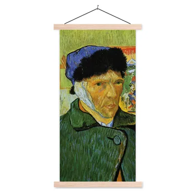 Produktbild von MuchoWow® Textilposter Selbstbildnis mit verbundenem Ohr - Vincent van Gogh 40x80 cm mit holzfarbenen Rahmen - Wohnzimmer