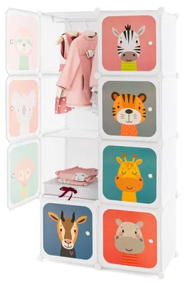 Immagine prodotto di Armadio per bambini FANTASK, armadio modulare in plastica con 8 scomparti, per l'organizzazione e il riordino