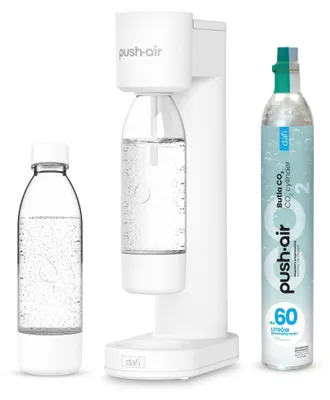Produktbild von DAFI Wassersprudler Pushair inkl. 1 Co2 Zylinder und 2x 0,7l Flasche weiß