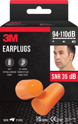 Produktbild von 3M™ Gehörschutzstöpsel - Weichschaum - SNR-Wert 35 dB - Orange - 30 Paar / 60 Stück