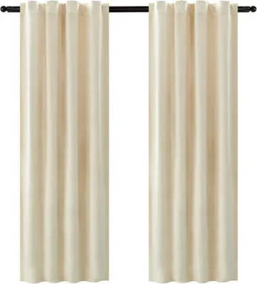 Zdjęcie produktu dla Zestaw zasłon - Beżowy Fluweel - Półprzezroczysty - 140x270 cm - 2 szt