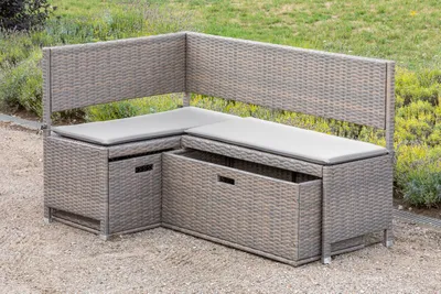 Produktbild von Posuvný box Merxx velký pro rohovou lavici - ocelový rám s plastovým proutím šedá/béžová - 28823-258
