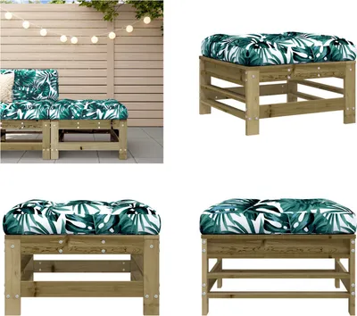 Produktbild von vidaXL Gartenhocker mit Kissen Kiefernholz Imprägniert - Gartenhocker - Terrassenhocker - Outdoor Hocker - Garten Fußhocker