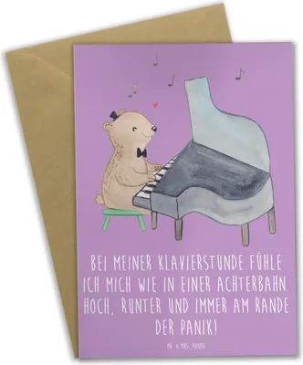 Produktbild von Mr. & Mrs. Panda Grußkarte Klavier Achterbahn - Lavendeltraum - Geschenk, Lernen, Klavierspielen, Instrument, Pianomusik, Musiker, Elfenbeintasten, weihnachtskarten