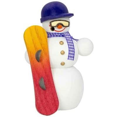 Produktbild von Schneemann Snowboarder (13cm) Räuchermann von Seiffener Volkskunst