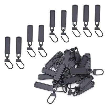 Reißverschluss-Anhänger 20 Stück, schwarz, Metall, 50x9 mm, abnehmbar