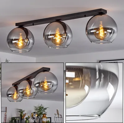 Produktbild von Cesaro »Cesaro« Deckenlampe aus Metall/Glas in Schwarz/Rauchfarben/Klar