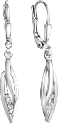 Produktbild von V Ohrhänger 925/- Sterling Silber 3,2cm weiß Zirkonia weiß 371230213