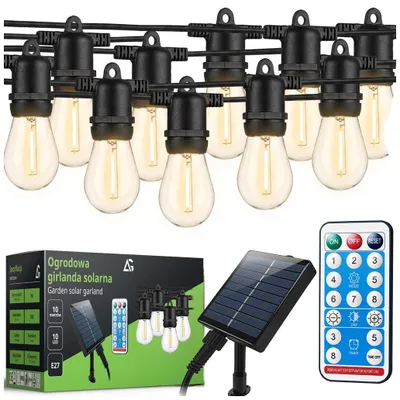 Produktbild von Solar Partylichterkette 10m LED USB Solar Garten Lichterkette Outdoor IP65 Warmweiß
