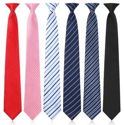 Imagen del producto de Conjunto de 6 corbatas clip-on para hombre, con diseños a rayas y cuadros
