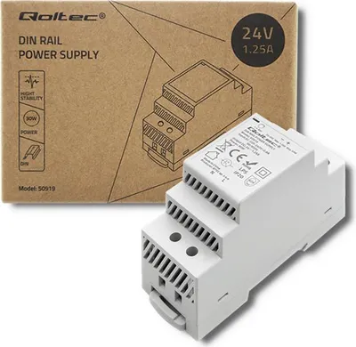 Obrázek produktu pro Napájecí jednotka Qoltec na lištu DIN | 30 W | 24 V | 1,25 A | šedá