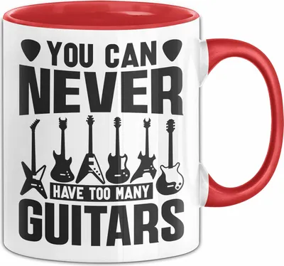 Produktbild von Gitarre Tasse Geschenk Gitarrist Rock Musiker Bassgitarre Rocker Geschenkidee Geburtstag You can never have too many guitars (Rot)