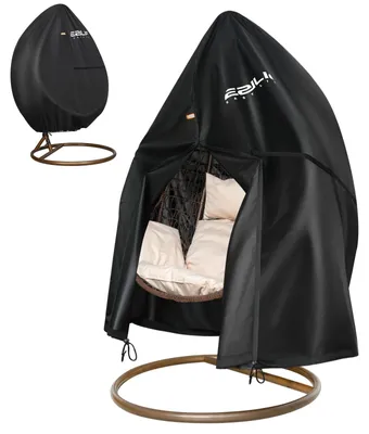 Imagen del producto de Funda para columpio, tejido Oxford 420D, cremallera impermeable, cordón ajustable, cubierta resistente al viento, 190 x 115 cm