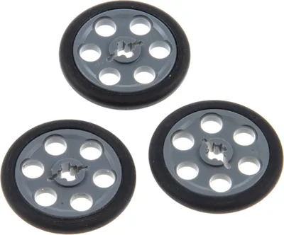 Zdjęcie produktu dla 3x Lego Technic koło pasowe 3x3 nowe-ciemnoszare gumowa opona czarna 4185c01