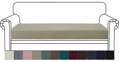 Immagine prodotto di Copertura per cuscini da seduta, divano a 3 posti, color kaki, elasticizzata, antiscivolo, con motivo geometrico