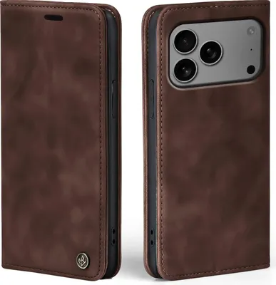 Produktbild von Handy Hülle für Apple iPhone 17 Pro Klapphülle Bookcase Flip Cover Handy Tasche Etui Farbe: Dunkelbraun
