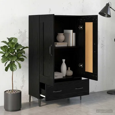 Image de vidaXL Meuble haut en bois imitation chêne noir, 70 x 31 x 115 cm