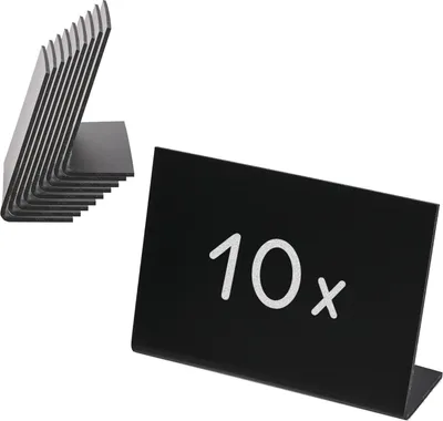 Immagine prodotto di HMF 46424 Supporto da tavolo lavagna a L, set di 10, nero, 10 x 7,5 cm
