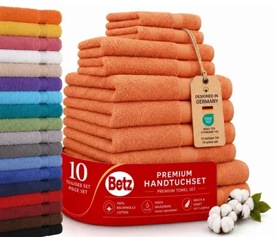Produktbild von Betz Premium Classic Frottier Handtuch-Set 10-teilig - 2X Liegetücher - 4X Handtücher - 2X Gästetücher - 2X Seiftücher - orange