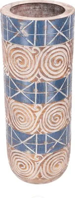 Produktbild von Schirmständer, Vase, Übertopf, Pflanzgefäß aus Arbesiaholz - Blau, 47*18*18 cm, Vasen & Blumentöpfe