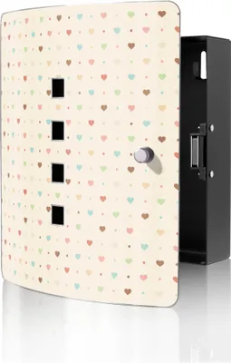 Zdjęcie produktu dla Skrzynka na klucze banjado Design ze stali nierdzewnej na 10 kluczy, wymiary 24 x 21,5 x 7 cm, z zamknięciem magnetycznym, kolorowe serca [BWSK 11526]