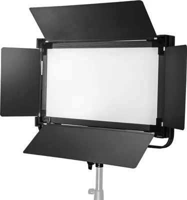 Produktbild von Walimex pro Soft LED Brightlight 1400 Bi-Color Flächenleuchte Square, 100 W Videoleuchte mit Lichtkappen, Studioleuchte mit LCD-Display, Flächenlicht mit DMX und V-Mount Akku Anschlüssen