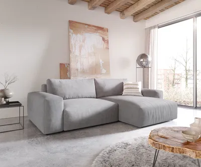 Produktbild von DELIFE Ecksofa Lanzo XL 270x180 cm Mikrofaser Grau Recamiere variabel