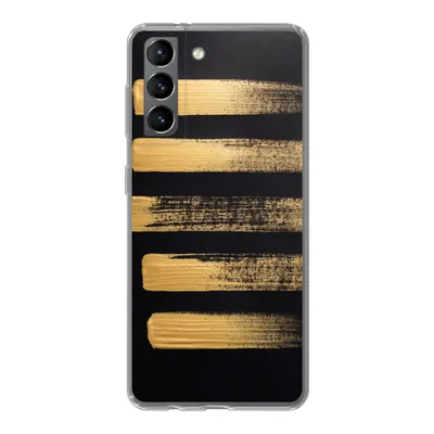 Produktbild von MuchoWow® Handyhülle Schutzhülle Hülle für Samsung Galaxy S21 Muster aus goldener Farbe auf schwarzem Hintergrund Silikon Softcase Handy Hülle - Softcase