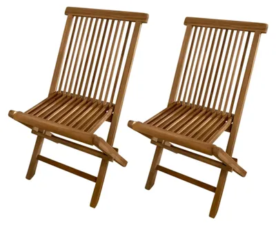 Immagine prodotto di Set di 2 sedie da giardino pieghevoli in teak, ideali per balcone e giardino