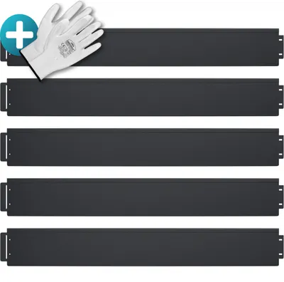 Produktbild von GARDEBRUK® Rasenkante verzinkt 5m 10m 15m 20m 25m 30m 35m 40m 45m 50m 100x15cm oder 100x18cm verzinkt Handschuhe Beeteinfassung Mähkante Palisade Metall, Schwarz (Länge 5m – Höhe 15cm)