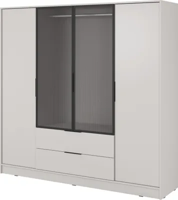 Produktbild von Masseno Drehtürenschrank CATERINA 206 cm Kleiderschrank Schlafzimmer Schrank 4-türig Kaschmir