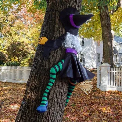 Zdjęcie produktu dla Dekoracja na Halloween – duża latająca czarownica, 160 cm, do użytku na zewnątrz