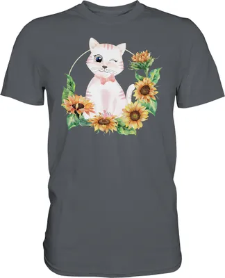 Produktbild von Katze Sonnenblumen Shirt Gärtner Kätzchen Garten Geschenk – Dark Grey / M