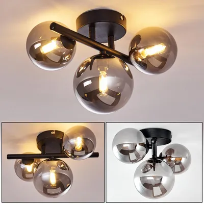 Produktbild von Bollate »Bollate« Deckenlampe aus Metall/Glas in Schwarz/Rauchfarben