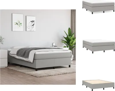 Imagen del producto de vidaXL Base de cama con somier y colchón, color gris claro, 140x200 cm, tapizado en tela - Camas y estructuras de cama