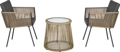 Produktbild von 3-teiliges Rattan-Gartenmöbelset, 2 Stühle & Tisch, Grau