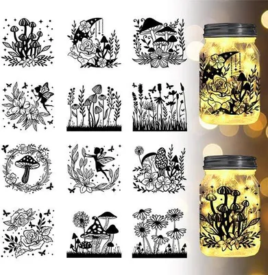 Produktbild von 12 Stück Glassticker Paddenstoelblume Dekoration