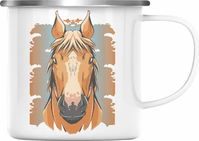 Produktbild von Trendation - Lustige Reiter Sprüche Geschenk Emaille Tasse Reiterin Pferde Mädchen Geschenkidee Pferde Grafik (Silber)