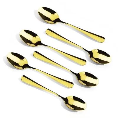 Espressolepels Set, 6 Stück, 10,4 cm, Gold, Edelstahl