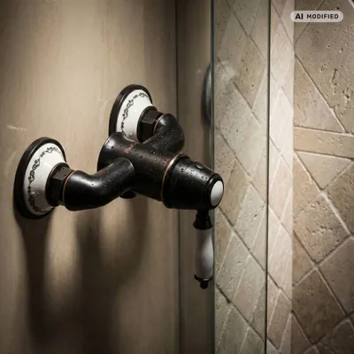 Produktbild von PaulGurkes schwarze Nostalgie Duscharmatur Retro Design Einhandmischer Bordüre